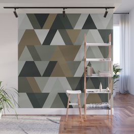 Green, Beige and Gray Tones V Shaped Horizontal Zig Zag Chevron  Wall Mural