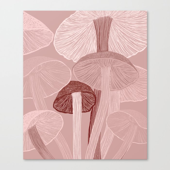 Warm Color Magic Mushroom Garden Canvas Print