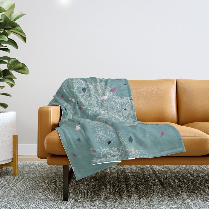 Yokosuka City Map - Japan. Terrazo  Throw Blanket