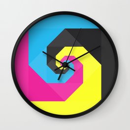 CMYK triangle spiral Wall Clock