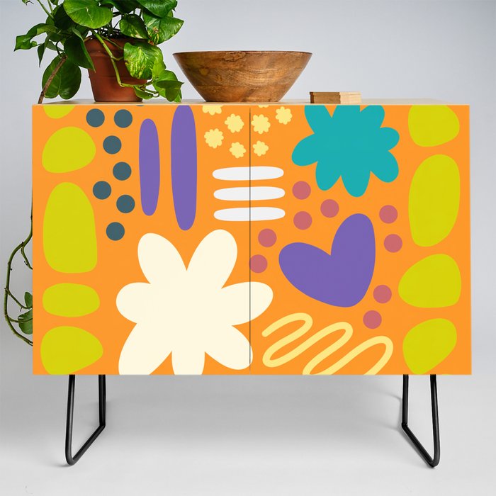 Abstract vintage color shapes collection 7 Credenza