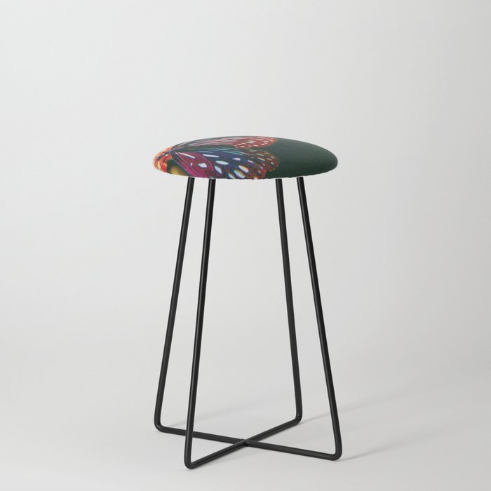 Exotic Black Spotted Butterfly Counter Stool