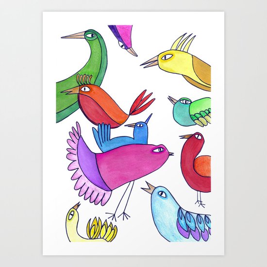 gossipy birds Art Print
