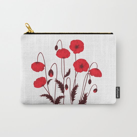 Bright floral pattern on a white background with decorative elements. Carry-All Pouch