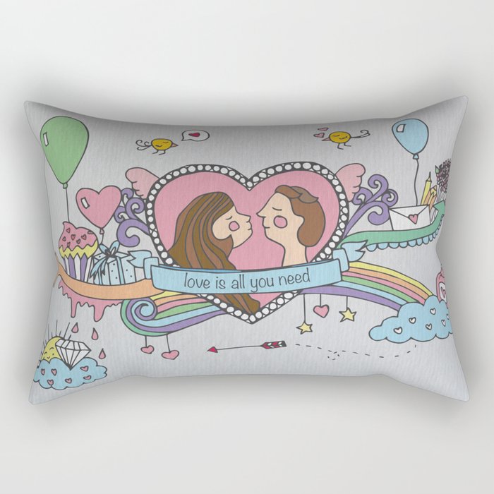 Valentine's Doodle Rectangular Pillow