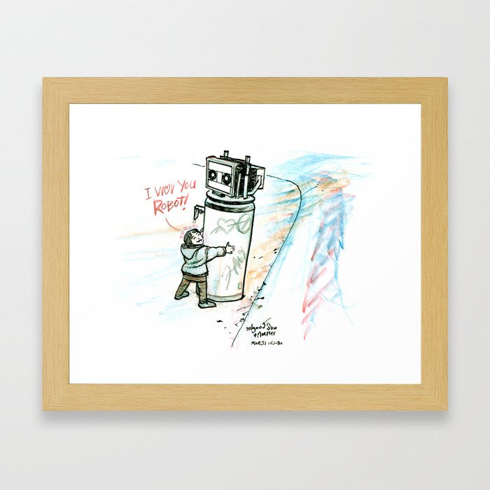 "I Wuv you Robot" Framed Art Print