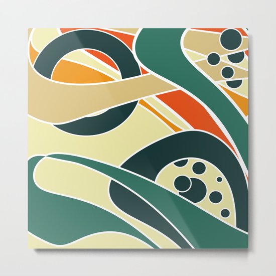Abstract curves pattern in retro colors print Metal Print