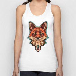 Magic red fox and moon painting, spirit animal Unisex Tank Top