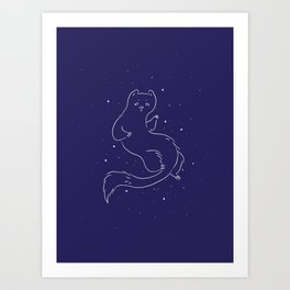 Arctic ferret in a winter starry night Art Print
