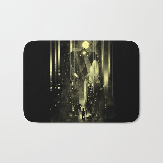 Giant robot and the kid Bath Mat