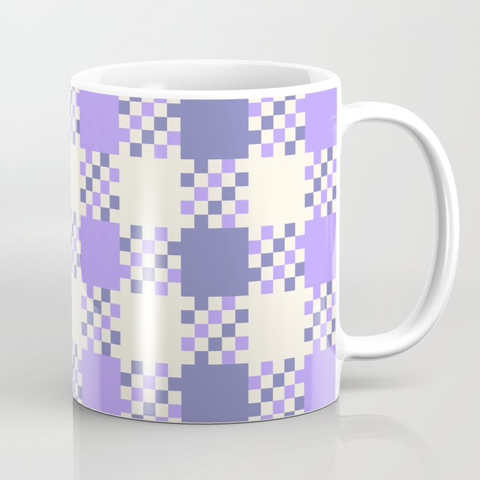Blue & Very Peri Gingham Checkered Pattern Coffee Mug