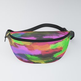 pink red yellow purple black orange and green painting texture abstract background Fanny Pack