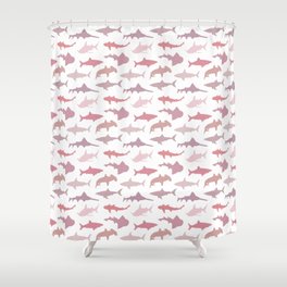 Pink Sharks Shower Curtain