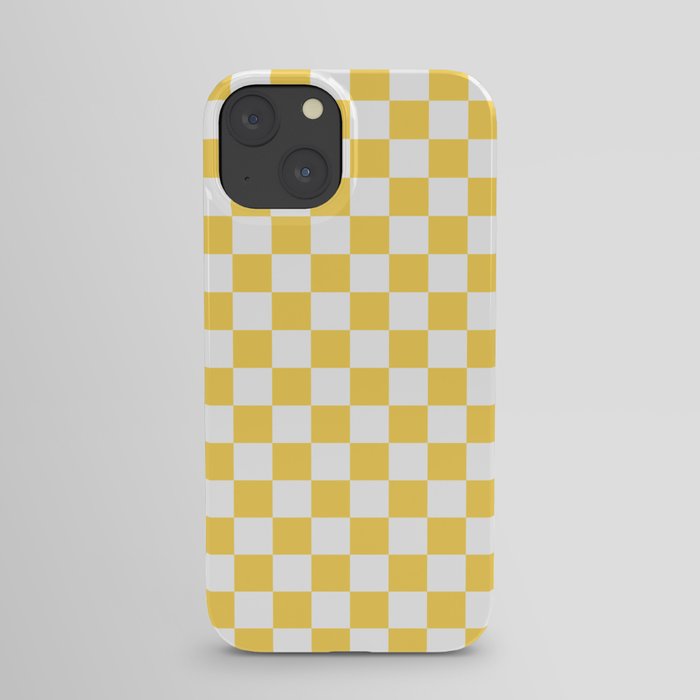 Mustard Yellow And White Checkerboard Pattern iPhone Case