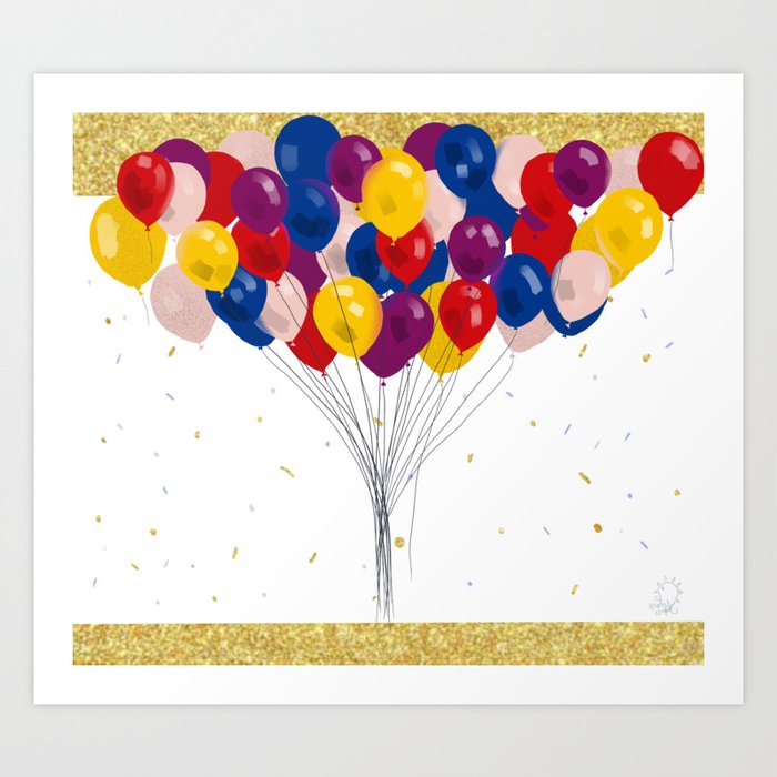 Beautiful Bunch of Balloons for Party Celebration Art Print