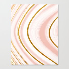 Faux Summer Mermaid Pink And  Gold Liquid Swirl Marble Canvas Print
