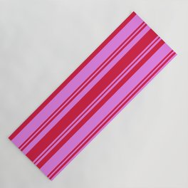 [ Thumbnail: Crimson and Violet Colored Stripes/Lines Pattern Yoga Mat ]