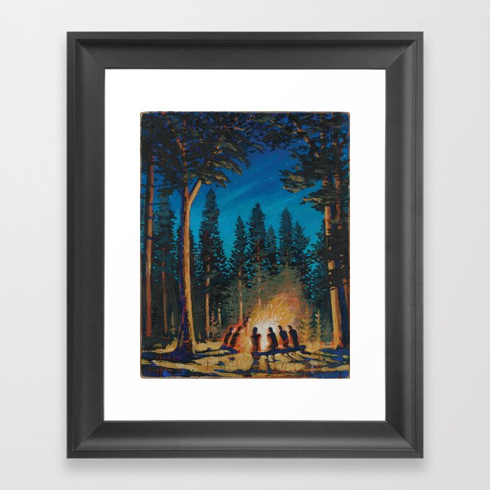 campfire gathering Framed Art Print