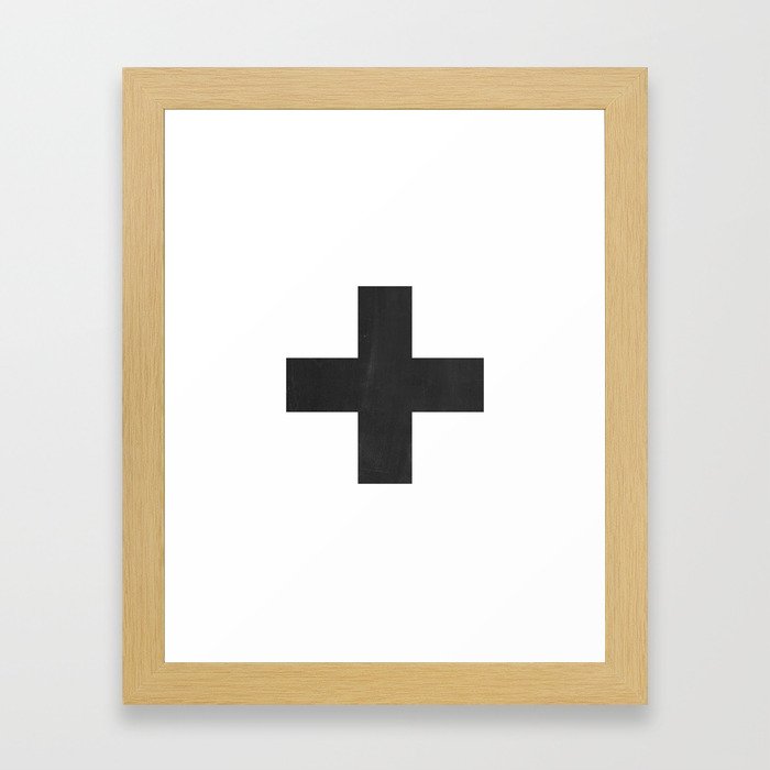Swiss Cross (Black) Framed Art Print