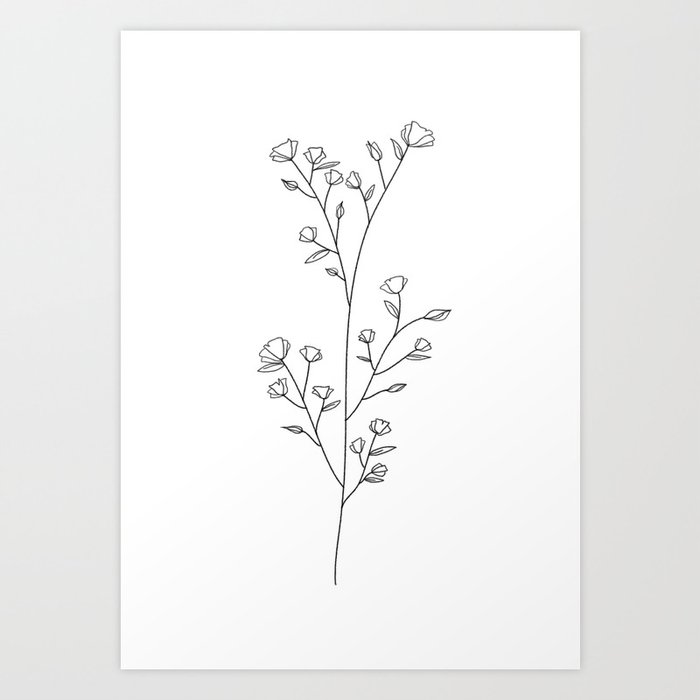line art, simple floral design Art Print by Kayla | Society6
