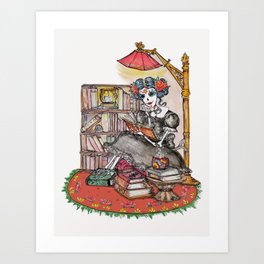 day of the dead dia de los muertos reading beauty in the library Art Print