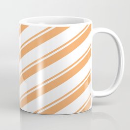 [ Thumbnail: Brown & White Colored Lines/Stripes Pattern Coffee Mug ]