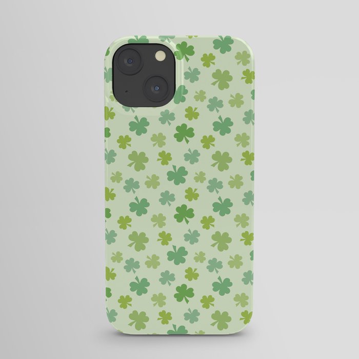Happy St. Patrick’s Day Shamrock Pattern on light green iPhone Case