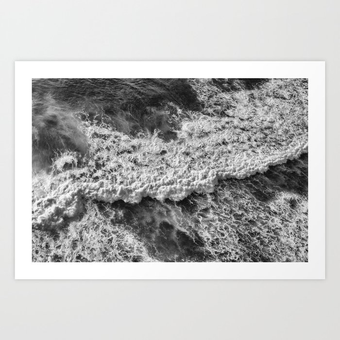 Black And White Ocean Waves Rolling In Art Print
