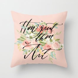 How Great Thou Art Calligraphy and Watercolor Throw Pillow