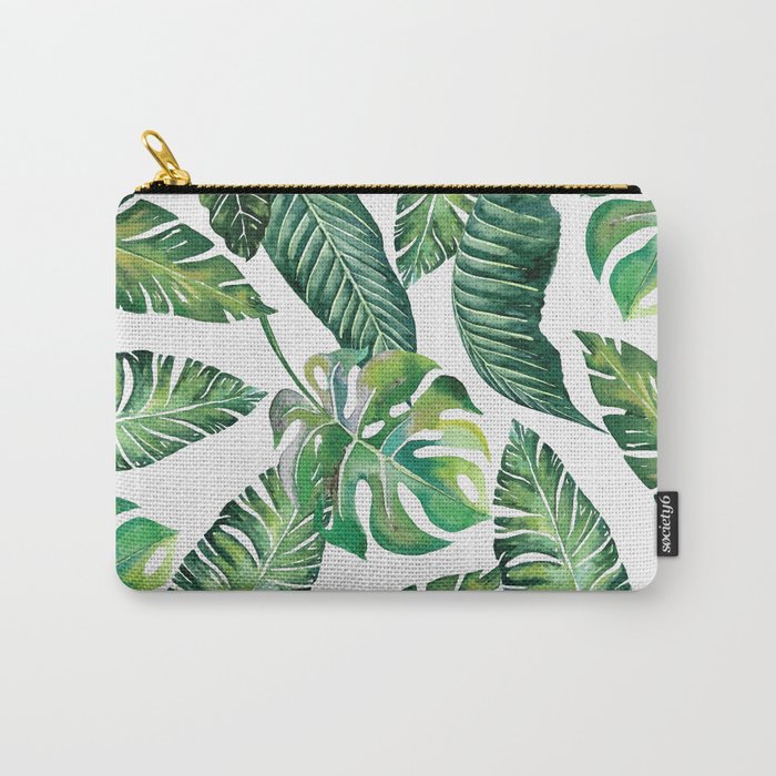 Jungle Leaves, Banana, Monstera #society6 Carry-All Pouch