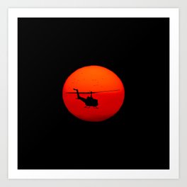 Vietnam Helicopter Sunset Art Print