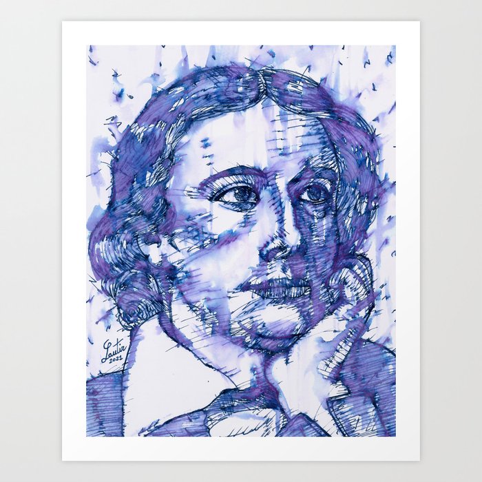 JOHN KEATS watercolor and ink portrait .1 Art Print