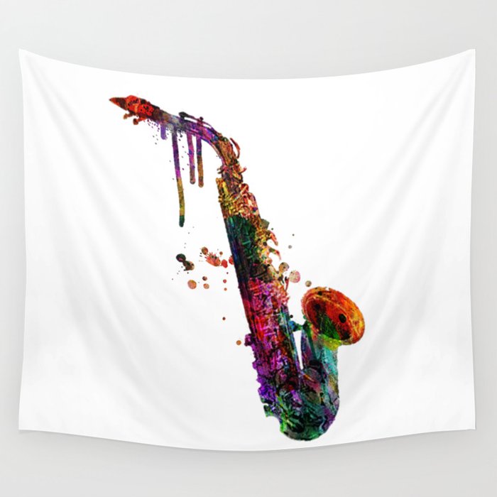 saxophone music painting Wall Tapestry