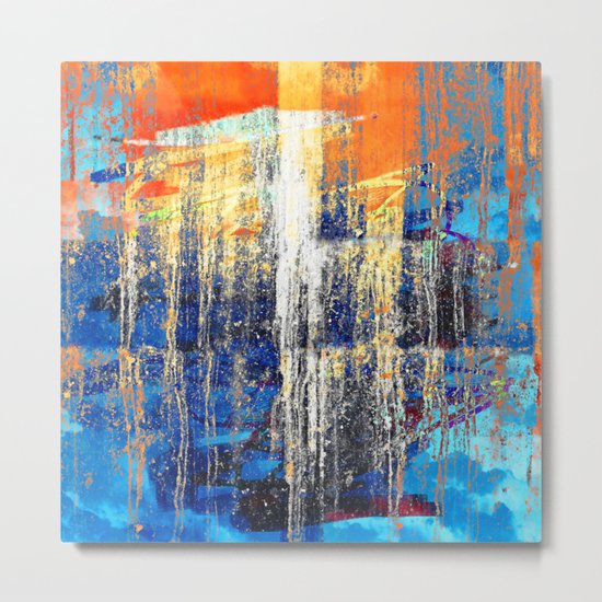 Golden Dawn, Abstract Landscape Art Metal Print