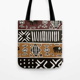 African mud cloth with elephants Tote Bag