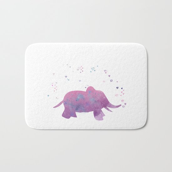 Love is in the air - Elephant animal watercolor illustration Bath Mat
