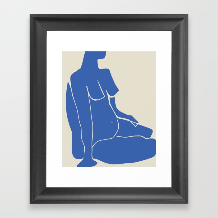 Half nude in blue Framed Art Print
