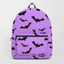 Black Bat Pattern on Purple Backpack
