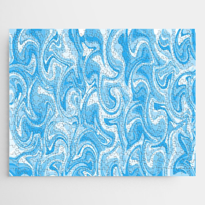 Marble Swirl Texture - Blue Tones Jigsaw Puzzle