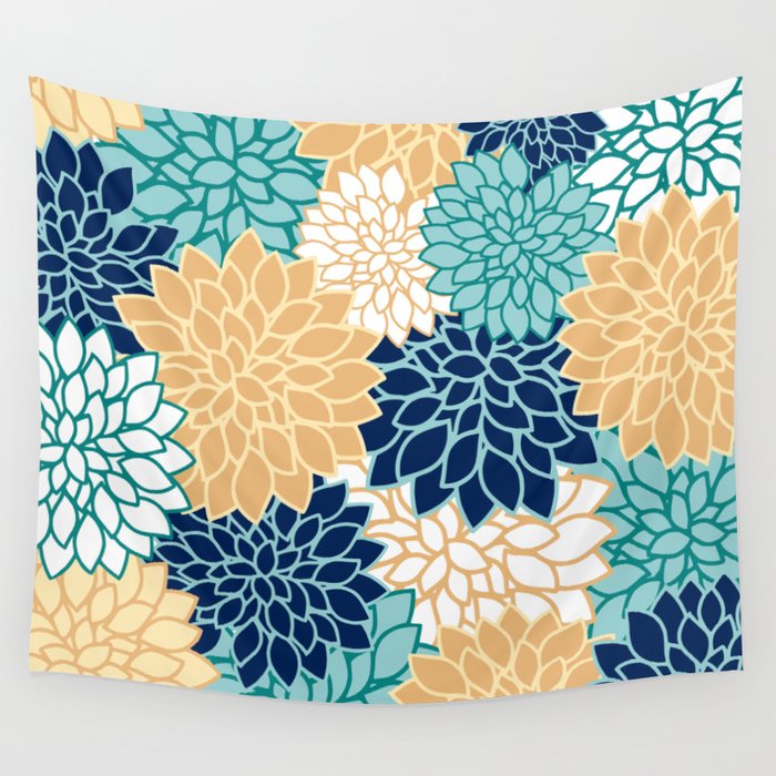 Teal and hotsell white tapestry