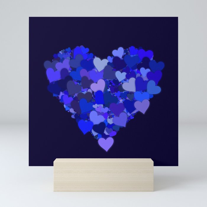 Violet Blue Hearts Mini Art Print