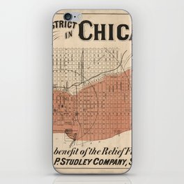 Vintage Chicago Great Fire Map, 1871 iPhone Skin