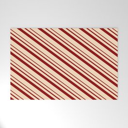 [ Thumbnail: Bisque & Dark Red Colored Lines/Stripes Pattern Welcome Mat ]