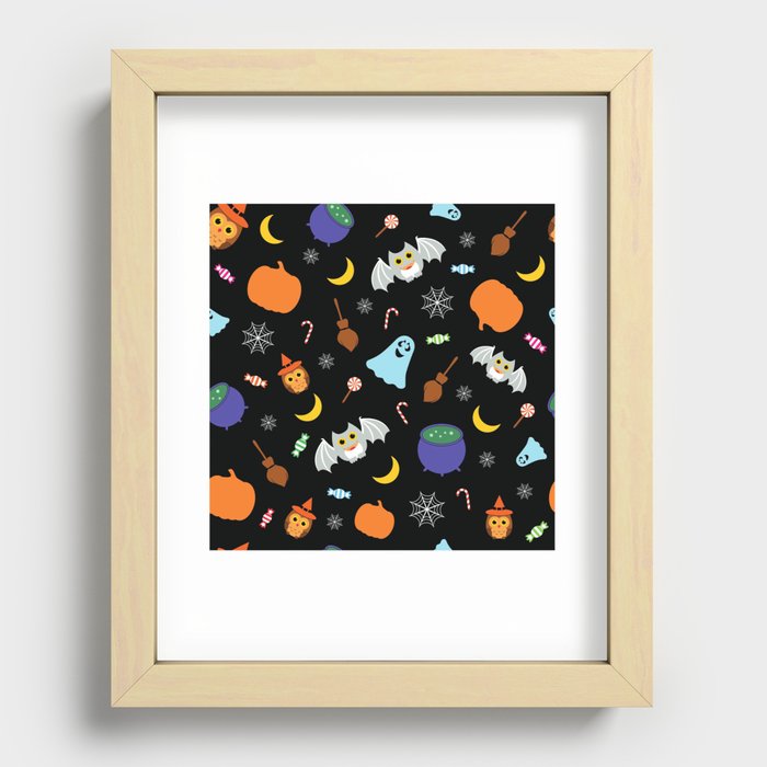 Halloween Seamless Pattern Recessed Framed Print