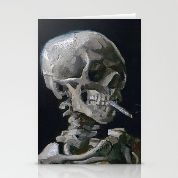 Skull Bones Skeleton Smoking Flower & Stardust Van Gogh Stationery Cards