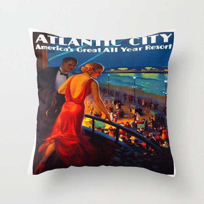 Atlantic City New Jersey Travel Throw Pillow