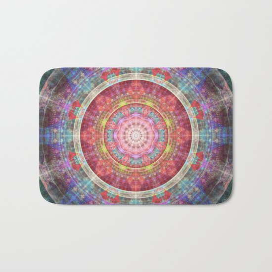 groovy colourful mandala filled with tribal patterns Bath Mat