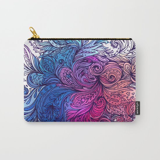 Blue Floral Indian Pattern Carry-All Pouch