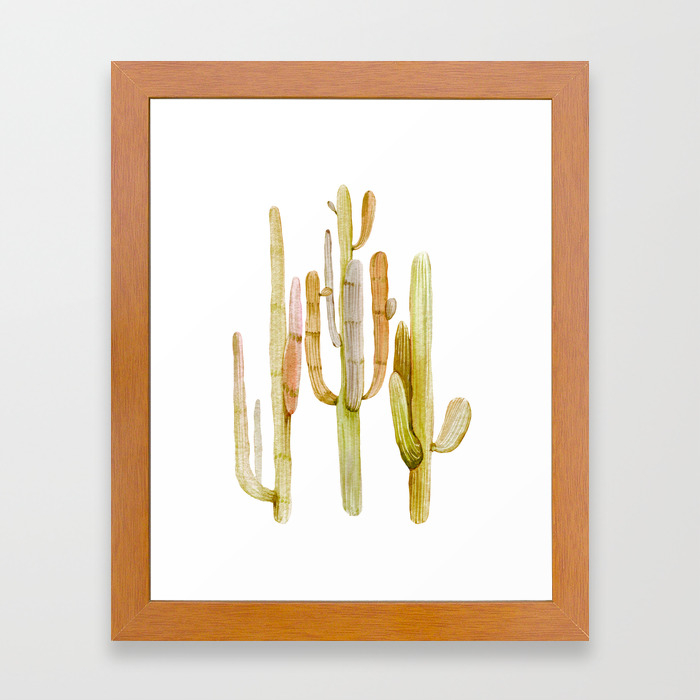 Minimalist Cactus Drawing Watercolor Painting Southwestern Green