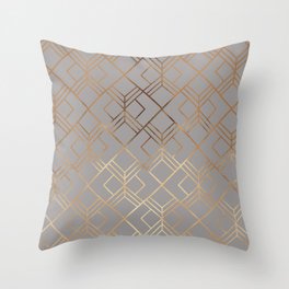 Modern elegant gray gold foil geometrical gradient Throw Pillow